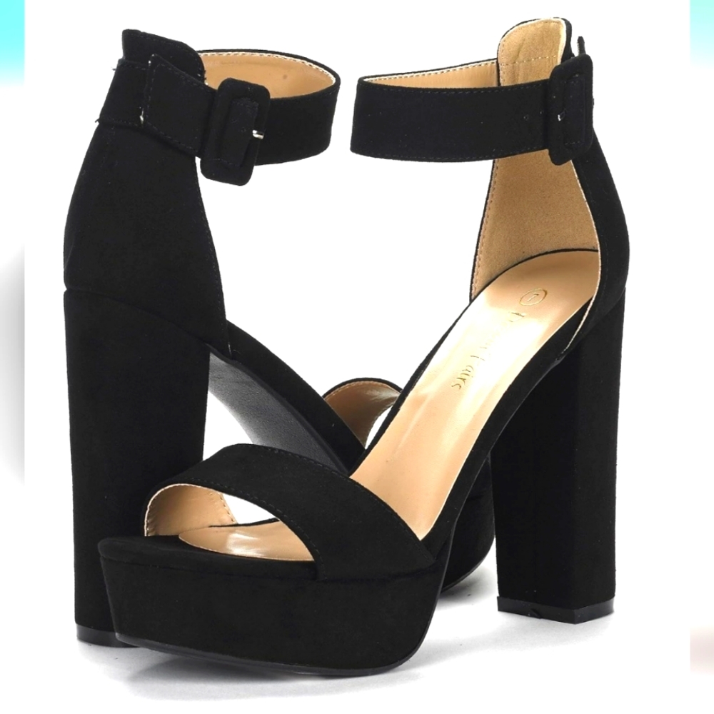 Black suede heels